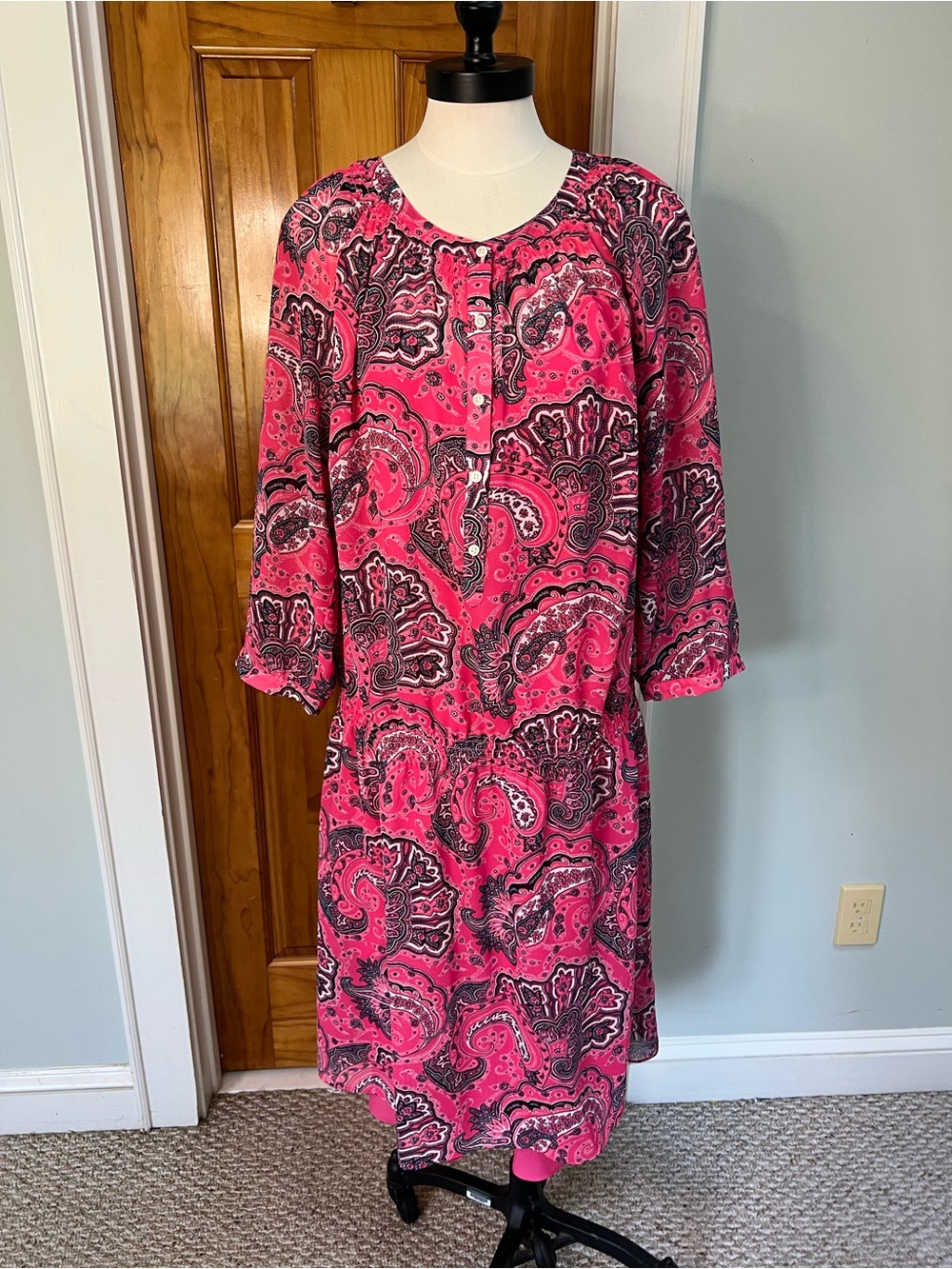 Lauren Ralph Lauren Pink Paisley Button-Front Women's Dress 16W Office Dressy